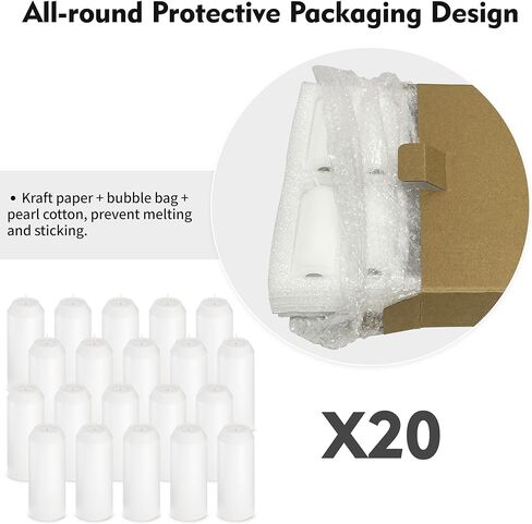 20Pack 15H+ Emergency Candles Long Burning Survival [20H+ Inside Candle Lanterns], 3“ Unscented White Pillar Candles, Survival Candles for Power Outage, Camping, Hurricane in Saudi Arabia