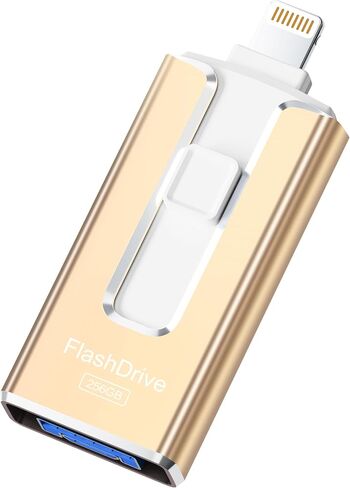 MFi Certified 256GB Flash Drive for iPhone iPad, Photo Stick for External Memory Storage, Easily Back Up and Save Photos, USB Memory Stick Thumb Drive for iPhone/iPad/Android/PC (Blue, 256GB) in Saudi Arabia