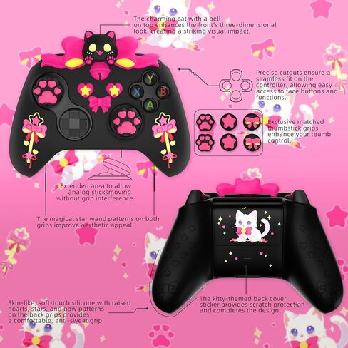 Playvital Sweetheart Kitty Silicone Cover متوافق مع وحدة التحكم Xbox Series X/S مع قبضة وملصقات الإبهام ، واقي مطاطي ناعم مع قبضة مضادة للانزلاق لوحدة التحكم Core Xbox - الوردي in Kuwait