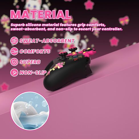 Playvital Sweetheart Kitty Silicone Cover متوافق مع وحدة التحكم Xbox Series X/S مع قبضة وملصقات الإبهام ، واقي مطاطي ناعم مع قبضة مضادة للانزلاق لوحدة التحكم Core Xbox - الوردي in Kuwait