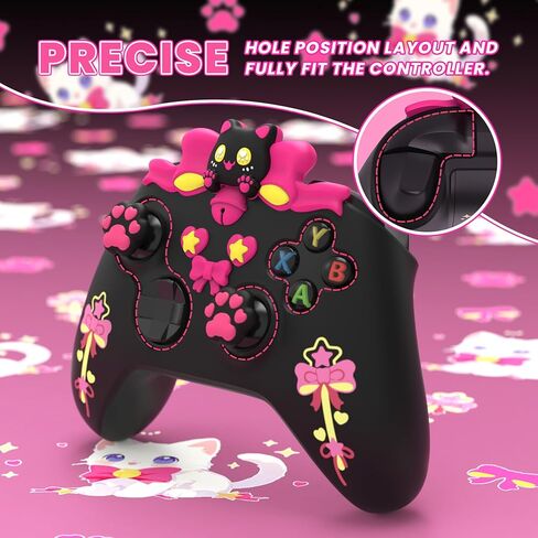 Playvital Sweetheart Kitty Silicone Cover متوافق مع وحدة التحكم Xbox Series X/S مع قبضة وملصقات الإبهام ، واقي مطاطي ناعم مع قبضة مضادة للانزلاق لوحدة التحكم Core Xbox - الوردي in Kuwait