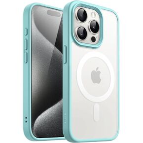 JETech Magnetic Case for iPhone 15 Pro 6.1-Inch Compatible with MagSafe, Translucent Matte Back Slim Shockproof Phone Cover (Black)