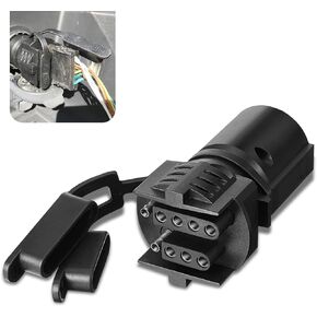 1 PC Car Trailer US Plug Adapter, 3.46" x 2.4" x 1.73" Silicone Cap Nylon Seven-pin to Four-pin/Five-pin Two-in-one Plug, Multifunctional Wiring Accessory, for Most Cars, Trailers (Black)