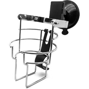 Griplox Stainless Steel Clamp Bracket Mount Drink Mug Holder for Marine Boat Rail with Dual Gimbal feature to avoid spilling Yacht Pontoon ATV Golf Cart Wheelchair (XV1-971-2),Black