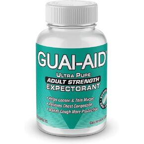 100 600mg Guaifenesin Caplets “for All-Day Everyday Mucus Relief" Controls phlegm, Cough, Chest Congestion, colds & flu.
