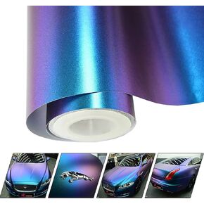 VINYL FROG Glossy Metallic Chameleon Purple-Blue Vehicle Car Vinyl Wrap Stretchable Air Release DIY Decoration 11.8"x60"