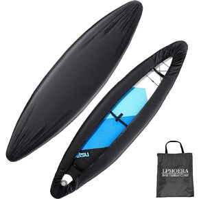 LPMOERA Kayak Cover 420D Thicken Waterproof for Outdoor Storage Dust Cover-UV Sunblock Shield Protector Dustproof Fishing Boat Cover for Indoor&Outdoor Storage-Black,M(10.8-12ft)
