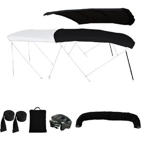 4 Bow Bimini Top Replacement Cover, 600D Durable Marine Grade Bimini Replacement Canvas Boat Canopy, Equip Bimini Top Storage Boot and Straps, Without Frame Gray 8Lx91-96W