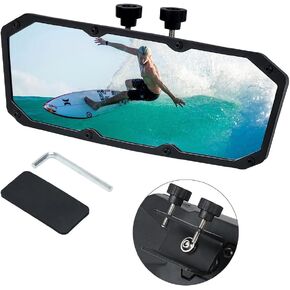 LCGP Boat Mirror 11.5"*4.2" Wide Angle Convex Rearview Mirror, Upgraded Metal Bracket Can be Rotated 360 Degrees, Universal Marine Mirror for Yachts, Ski Boats, Pontoons, Surf Boats