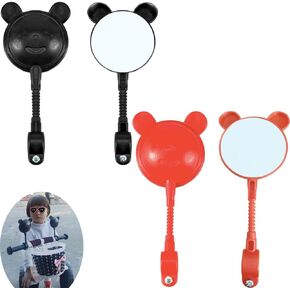 4 Pack Kids Bike Mirrors for Handlebars Handle Bar Mounted Rearview Mirror Bar End Adjustable Rotatable Rear View Clear Glass Cartoon Type for Kids Tricycle Trike Balance Bicycle Scooter