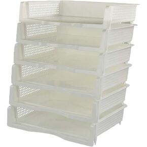 6 Pack Plastic Stackable Paper Tray, Desk Letter Organizer Trays Stackable, White