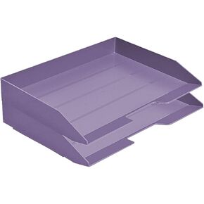 Acrimet Stackable Letter Tray 2 Tier Side Load, Plastic, Desktop File Organizer (Solid Purple Color)