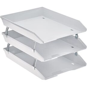 Acrimet Facility 3 Tier Letter Tray Front Load Plastic Desktop File Organizer (White Color)