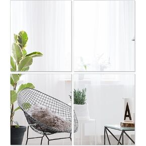 كامل الطول يجمع بين بلاط المرآة 12 بوصة × 12 بوصة × 6 قطع مرآة حائط زجاجية بدون إطار تُعلق على الحائط لباب الصالة الرياضية وغرفة النوم وغرفة المعيشة in Kuwait