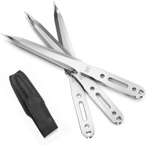 Throwing Spikes 6-Pack Set, 10.11" Length, 0.236" Thickness, Full Tang Stainless Steel Design, Complete with Nylon Sheaths for Recreation and Competition