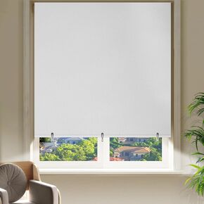 Blackout Curtains for Bedroom, Self Adhesive Indoor Blackout Blinds, No Drilling or Tools, UV Protection, Portable Roller Window Shades for Living Room Office or RV Travel (36" W*72" H, White)