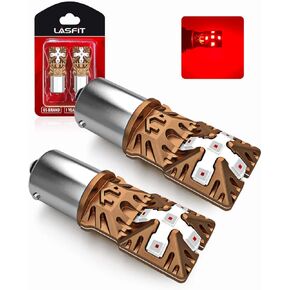 LASFIT 1156 1141 7506 BA15S P21W 1073 مصابيح LED خالية من القطبية، مصابيح LED عالية الطاقة فائقة السطوع، تستخدم للاستخدام في ضوء ذيل الفرامل، ضوء إشارة الانعطاف، أحمر لامع (حزمة من 2) in Kuwait