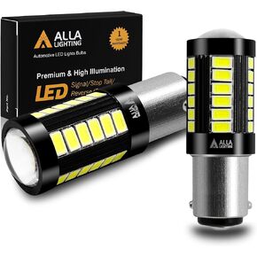 Alla Lighting 2800lm BAY15D Base 7528 1157 LED Bulbs, 6000K Xenon White Turn Signal/Brake Tail Lights Bulbs Xtreme Super Bright 5730 33-SMD 12V Lamps 3496 2357 2057 1034 198