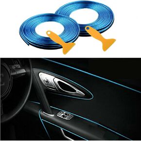 Universal Type, Blue Color 33ft Length, Car/Truck Door Panel Gap Trim Strip Molding Insert, for Interior Decoration, DIY Easy to Apply