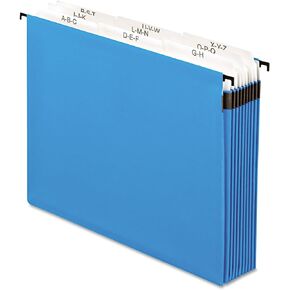 Pendaflex 59225 Nine-Section Hanging Folder, 5 1/4", Tabs and Labels, 1/5 Tab, Letter, Blue