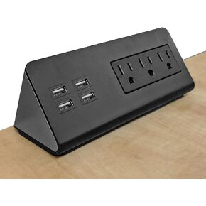 Electriduct Edge Mount Nightstand Charger 4 Amp 4 USB Charging Ports, 3 AC Power Strip Outlets Desk Power Center