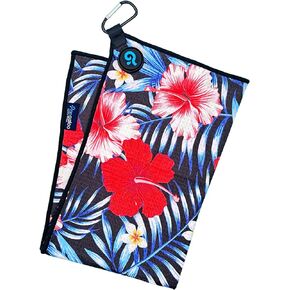 Magnetic Waffle Design Microfiber Golf Towel - Strong Hold to Clubs and Carts (Neon Surf n Turf)