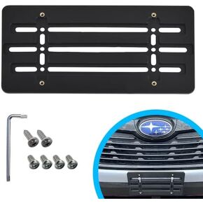 Front Bumper License Plate Bracket for Subaru 2000-2023, Plate Holder Set w 6 Unique Screw Bolts & Wrench Kit, License Tag Mounting Kit, Quality Plate Holders, Premium Car & Truck Accessories