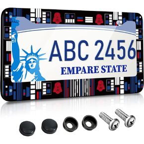 Akkya License Plate Frames for Women Men Car Plate Holder Cover Cute Funny Cartoon Metal Tag Frame Stainless Steel Car Accessories Front Rear Plate Decor(Black & Blue)