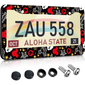 إطارات لوحة ترخيص Akkya للنساء والرجال، غطاء حامل لوحة السيارة، إطار معدني لطيف ومضحك من الفولاذ المقاوم للصدأ، ملحقات السيارة الأمامية والخلفية (أسود وأزرق) in Kuwait