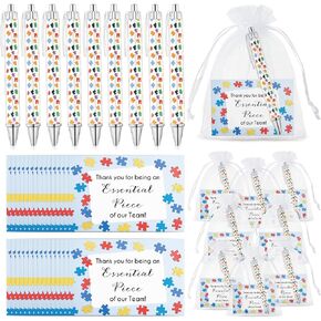 35 Sets Team Gifts for Employees 35 Puzzle Pens Thank You Pens Bulk Retractable Ballpoint Pen 35 Thank You Cards and Organza Bags Team Appreciation Gifts for Coworker Team Staff Colleague