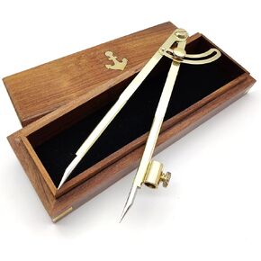 5MoonSun5's 8 Inch Large Pencil Marking Compass Circle Leather Scratch Compass Maker Scriber Marking Wing Divider, Ideal for Drawing Circles, Scribing Wood Metal, Drafting,Map Plotting with wooden box