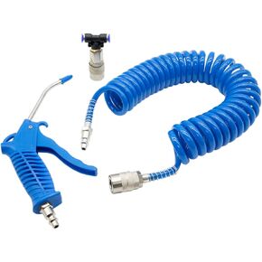 Truck Air Seat Blow Gun Kit - 16 Foot Hose and 14inch Quick Connects Blue