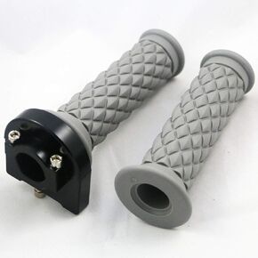 Motorcycle 7/8" Handlebar Rubber Gel Hand Grips with Black Aluminum Throttle Gas Tube for 22mm Standard Bar Harley Honda Yamaha Suzuki Kawasaki Ducati BMW Scooter