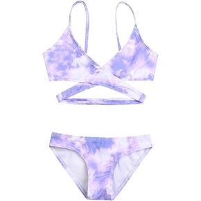 QPANCY Girls Two Piece Swimsuit Beach Sport Bikini Set Criss Cross Bathing Suits