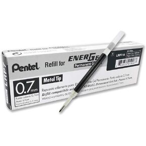 Pentel Refill Ink - For EnerGel PRO Permanent Gel Pen, (0.7mm) Medium Line, Blue Ink - LRP7-C, 12 Count (Pack of 1)