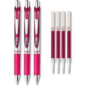 Pentel EnerGel Deluxe RTX Liquid Gel Ink Pen Set Kit, Pack of 3 with 4 Refills (0.7mm) (Brown)