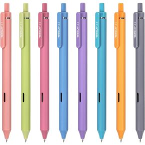 WRITECH Gel Pens Fine Point: Retractable Pen 8ct Vintage Ink Colors 0.5mm Multi Colored for Smooth Writing Journaling Assorted Coloring Note Taking No Bleed & Smear & Smudge (Vacation Set)