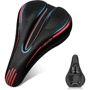 MSDADA Bike Seat Cushion Gel Padded Bike Seat Cover for Men & Women Comfort - Soft Bicycle Seat Cushion with Velcro Secure for Indoor & Outdoor, Exercise/Spin/Stationary/Mountain/Road Bikes