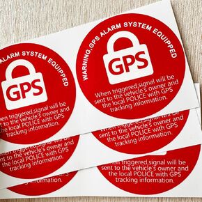 Warning Vehicle Equipped with GPS Tracking Sign Stickers,5 Pcs Per Pack