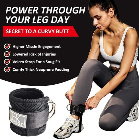 Ankle Straps Cable Machine Attachment for Gym and Resistance Bands, Ankle Cuffs for Booty and Leg Workouts, Adjustable Neoprene Support Ideal for Glutes Exercises (Pair) in Saudi Arabia
