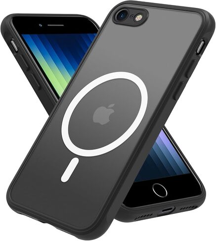 Magnetic for iPhone SE Case 2022/3rd/2020/2nd gen,iPhone 8/7 Case,Military Grade 3 in 1 Heavy Duty Shockproof Case - Black in Kuwait