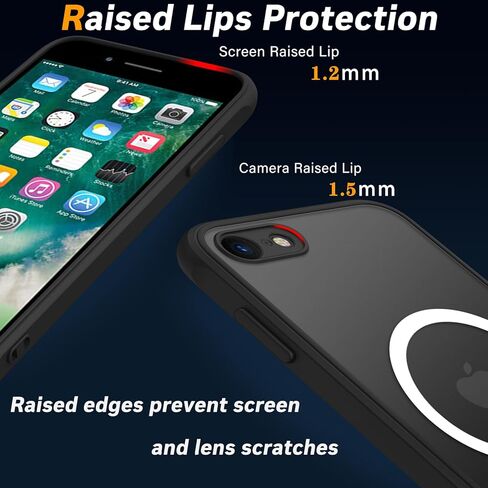 Magnetic for iPhone SE Case 2022/3rd/2020/2nd gen,iPhone 8/7 Case,Military Grade 3 in 1 Heavy Duty Shockproof Case - Black in Kuwait