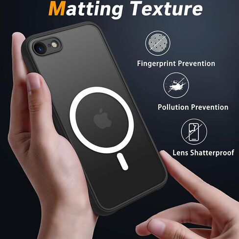 Magnetic for iPhone SE Case 2022/3rd/2020/2nd gen,iPhone 8/7 Case,Military Grade 3 in 1 Heavy Duty Shockproof Case - Black in Kuwait