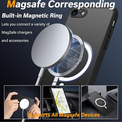 Magnetic for iPhone SE Case 2022/3rd/2020/2nd gen,iPhone 8/7 Case,Military Grade 3 in 1 Heavy Duty Shockproof Case - Black in Kuwait