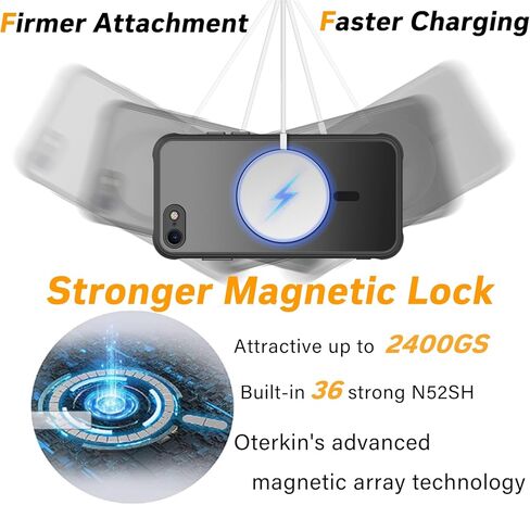 Magnetic for iPhone SE Case 2022/3rd/2020/2nd gen,iPhone 8/7 Case,Military Grade 3 in 1 Heavy Duty Shockproof Case - Black in Kuwait