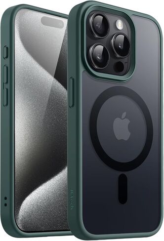JETech Magnetic Case for iPhone 15 Pro 6.1-Inch Compatible with MagSafe, Translucent Matte Back Slim Shockproof Phone Cover (Black) in Saudi Arabia