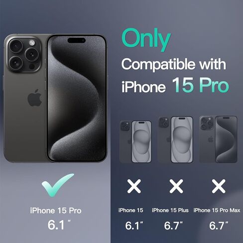 JETech Magnetic Case for iPhone 15 Pro 6.1-Inch Compatible with MagSafe, Translucent Matte Back Slim Shockproof Phone Cover (Black) in Saudi Arabia