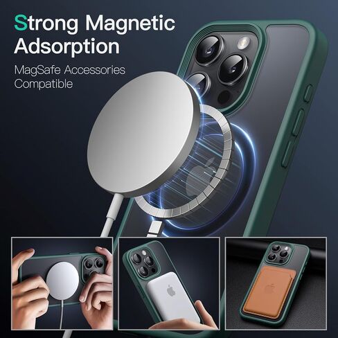 JETech Magnetic Case for iPhone 15 Pro 6.1-Inch Compatible with MagSafe, Translucent Matte Back Slim Shockproof Phone Cover (Black) in Saudi Arabia