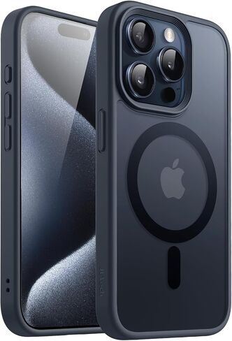 JETech Magnetic Case for iPhone 15 Pro 6.1-Inch Compatible with MagSafe, Translucent Matte Back Slim Shockproof Phone Cover (Black) in Saudi Arabia