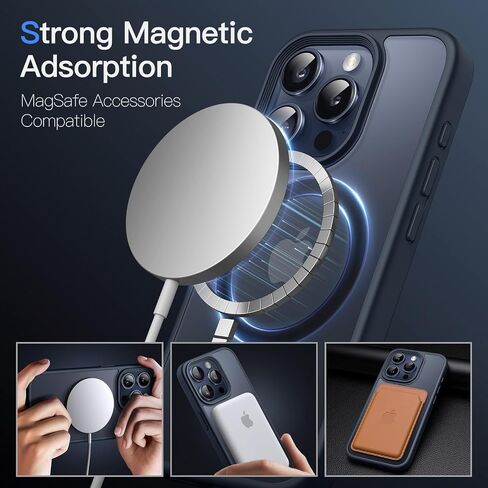 JETech Magnetic Case for iPhone 15 Pro 6.1-Inch Compatible with MagSafe, Translucent Matte Back Slim Shockproof Phone Cover (Black) in Saudi Arabia